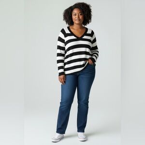 Duffield Lane Striped Sweater Blue & White Size XL